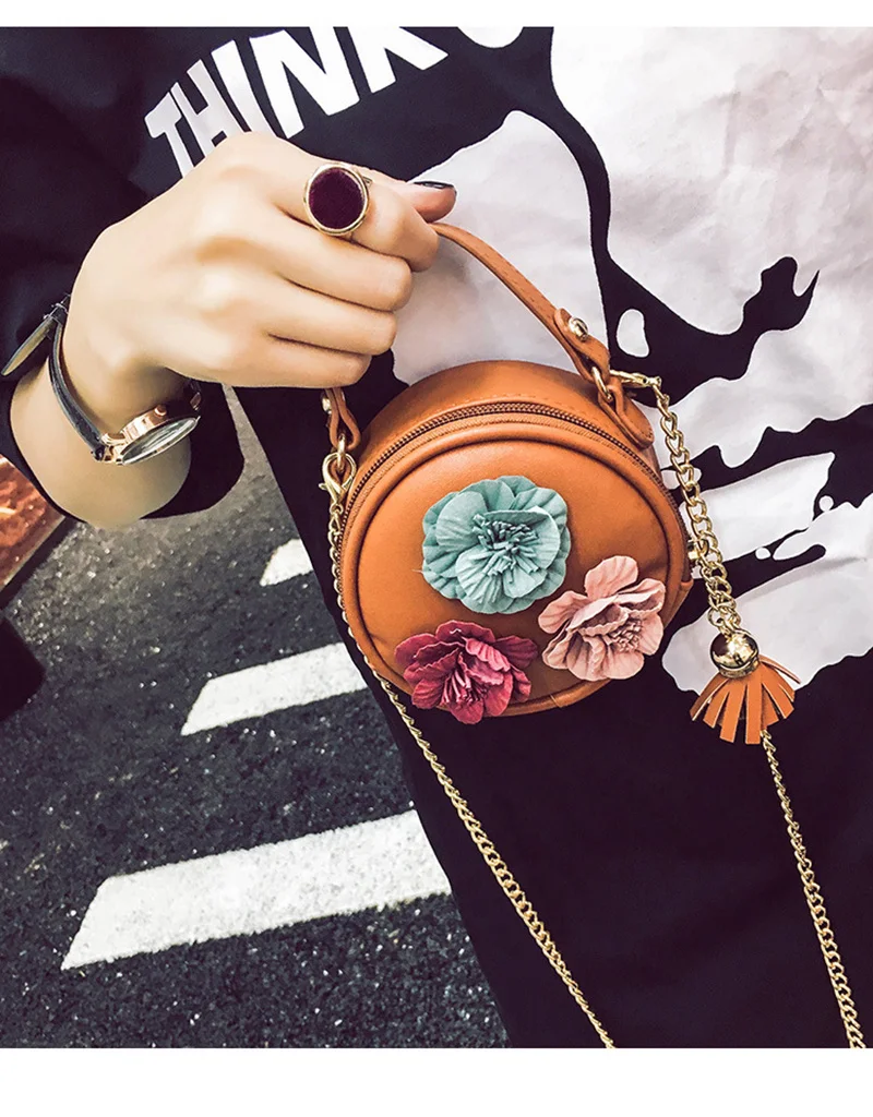 2019 женский маленький круглый сумка Симпатичные для девочек в цветочек кошелек