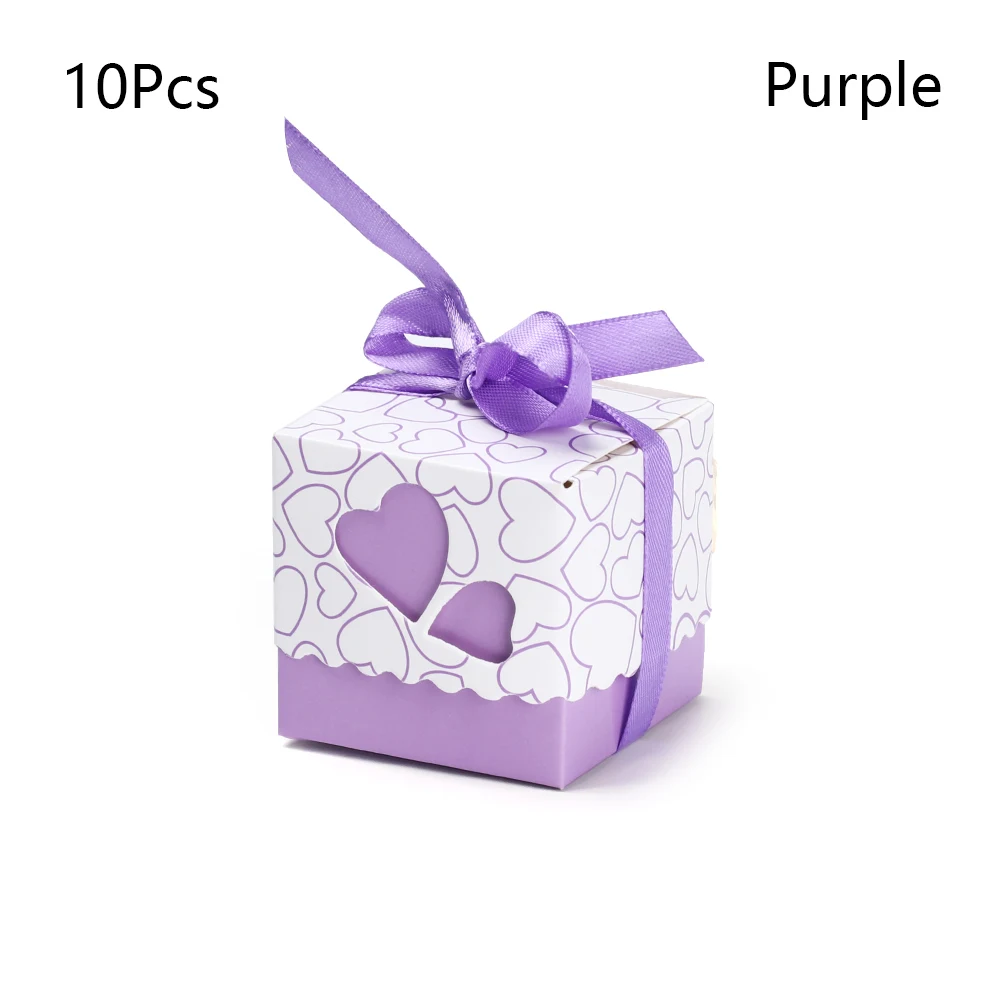 Purple Heart- 5 шт. любовь коробка с рождественскими конфетами Романтический Сердце крафтовый Подарочный пакет с мешковины свадебный подарок коробка выдалбливают Свадебные принадлежности - Цвет: Purple Heart-