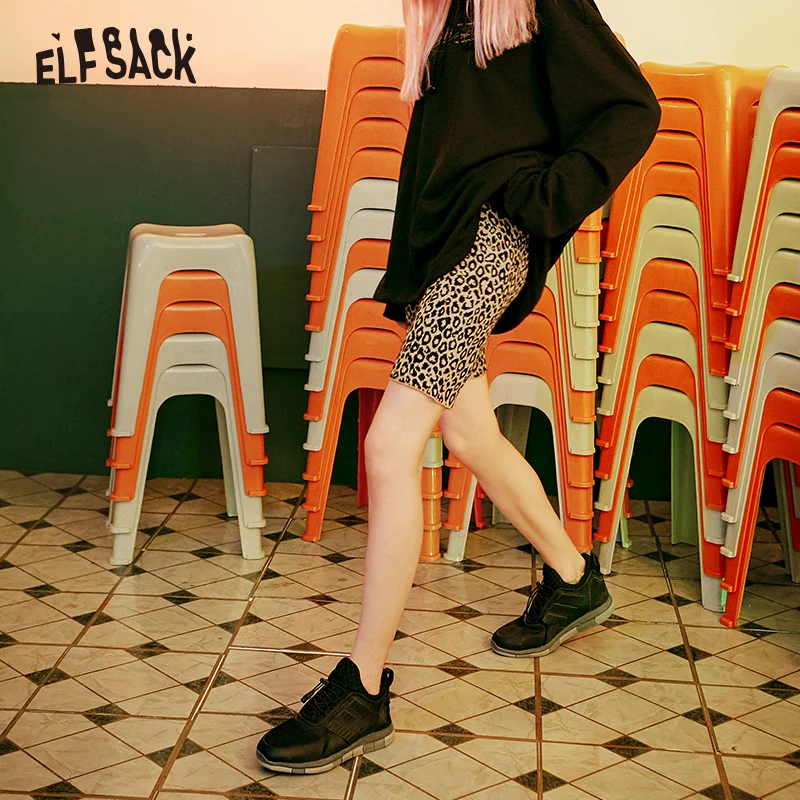 ELF SACK винтажные леопардовые трикотажные женские брюки Модные леггинсы с принтом