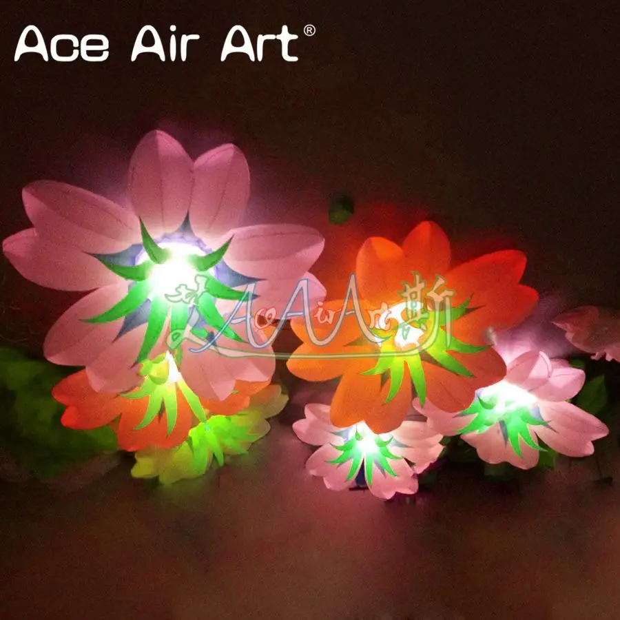 Hot sale wonderful hanging inflatable lily flower decoration glowing LED with base and wheels portable for party event | Игрушки и хобби
