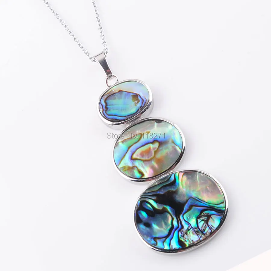 Pendant Chain WOJIAER натуральный Новозеландский Абалон в виде ракушки драгоценный камень подвеска с бусинами из камней для женщин ювелирные изделия 1 шт. PN3641 - Окраска металла: Pendant Chain