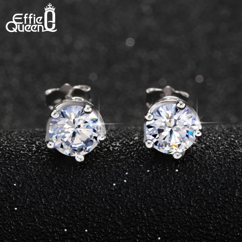 Effie queen AAA циркон розовый маленький золотого цвета серьги-гвоздики для женщин подарок на день рождения Роскошные милые серьги-гвоздики ювелирные изделия HOE122