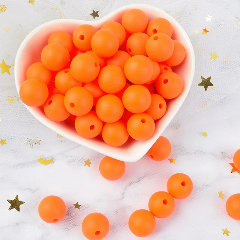 orange LOFCA 30 шт. Силиконовые 12 мм бисер ребенок прорезывание зубов игрушка BPA бесплатно пищевого качества Детские Прорезыватели круглые свободные бусины DIY Уход ювелирные изделия ожерелье - Цвет: orange