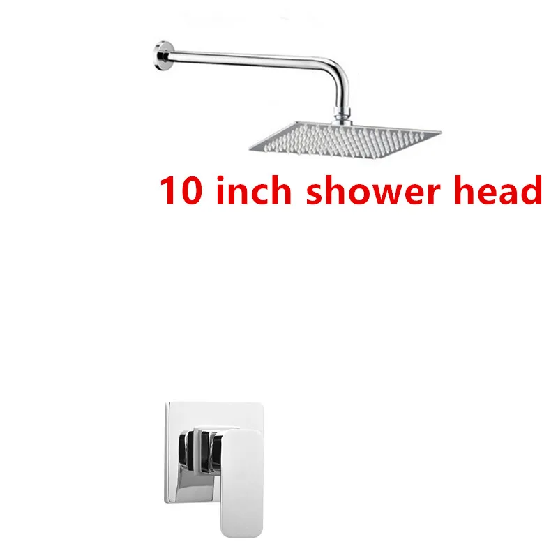

Hotel home use Modern Chrome finish brass shower faucet with shower arm 8/10 inch square rainfall top shower head set SF126