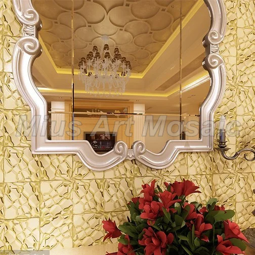 Волнистая золотая металлическая мозаичная плитка для кухонной фотосъемки|tile for