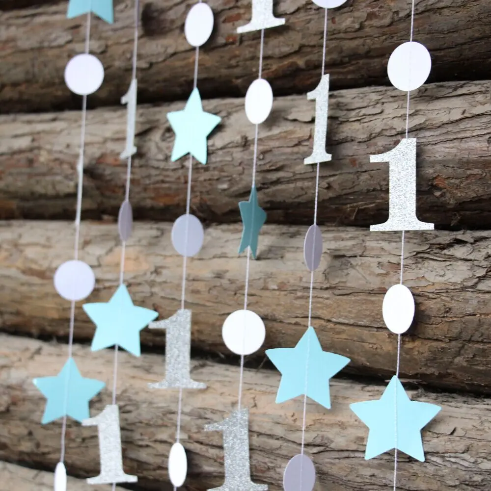 (3 шт./лот) Синий Серебряный Гирлянда звезда один Герланд Декор мальчик/девочка 1st