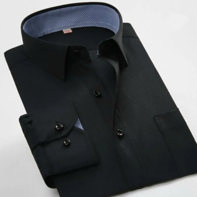 Мужская классическая рубашка однотонная с длинным рукавом для работы YN10267