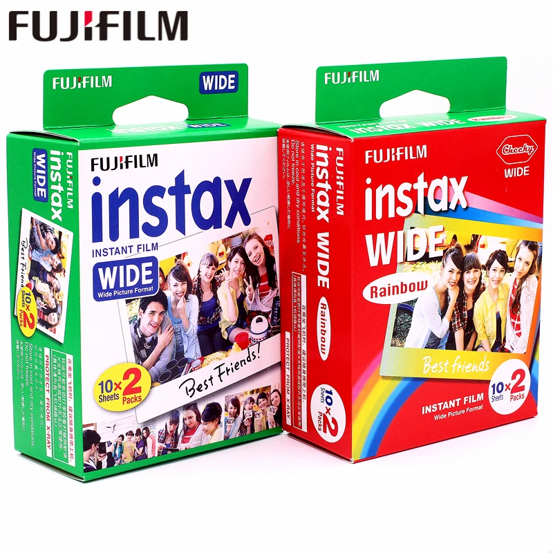 Подлинная 40 листов Fujifilm Instax Wide с белой кромкой+ Широкий радужная пленка для Fuji Instant фотобумага Камера 300/200/210/100/500AF
