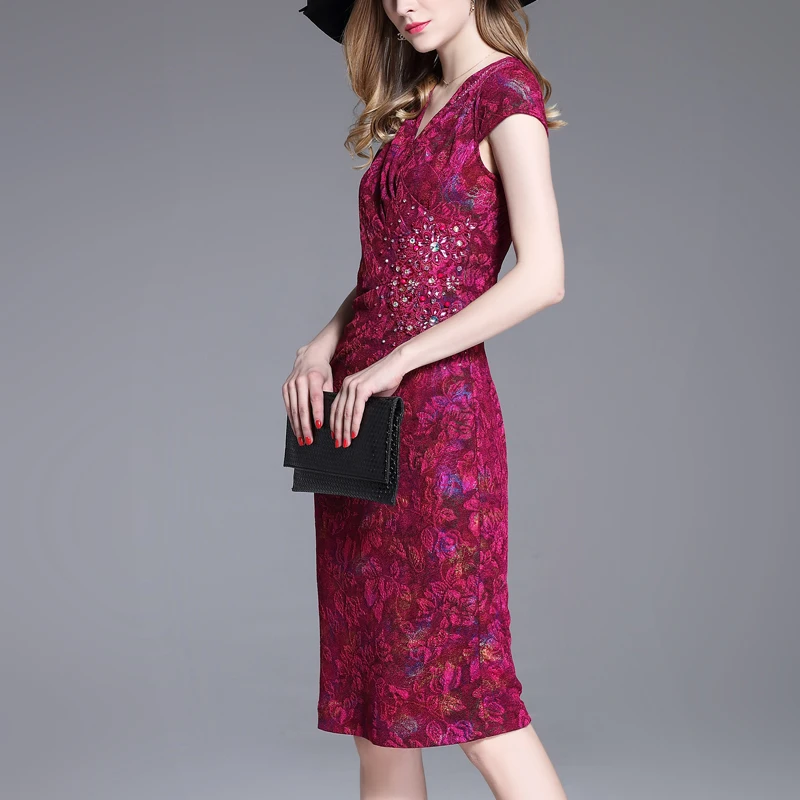 ZIPIPIYF Женские Летние Dress Bodycon Платья Новый Урожай 2017 Лето Офис Розовый V Шеи