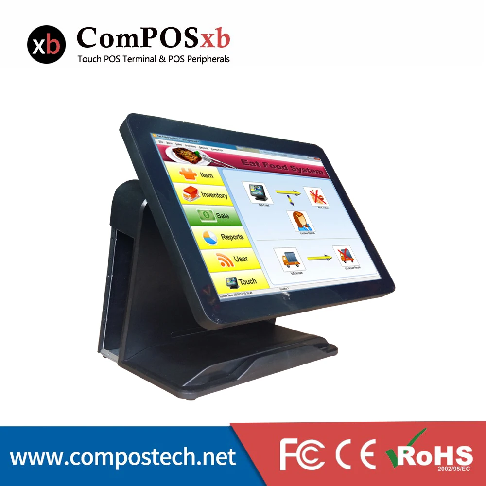 Чистый плоский сенсорный экран POS-терминал с интегрированным дисплеем VFD POS1618P |