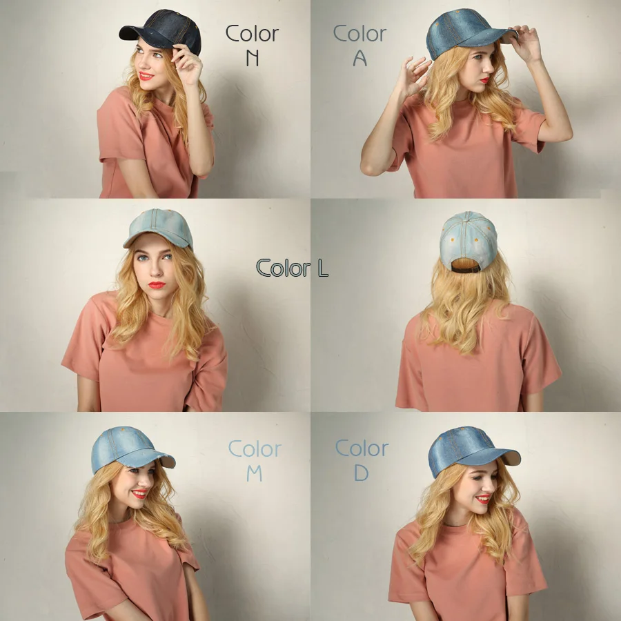 [LWS] Классическая Демин Бейсболки для женщин Для унисекс Регулируемая Ретро мыть