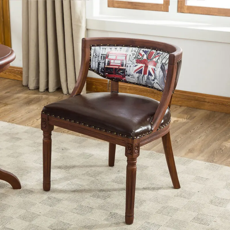 Американский обеденный стул в стиле кантри Европейский ретро из старой кожи