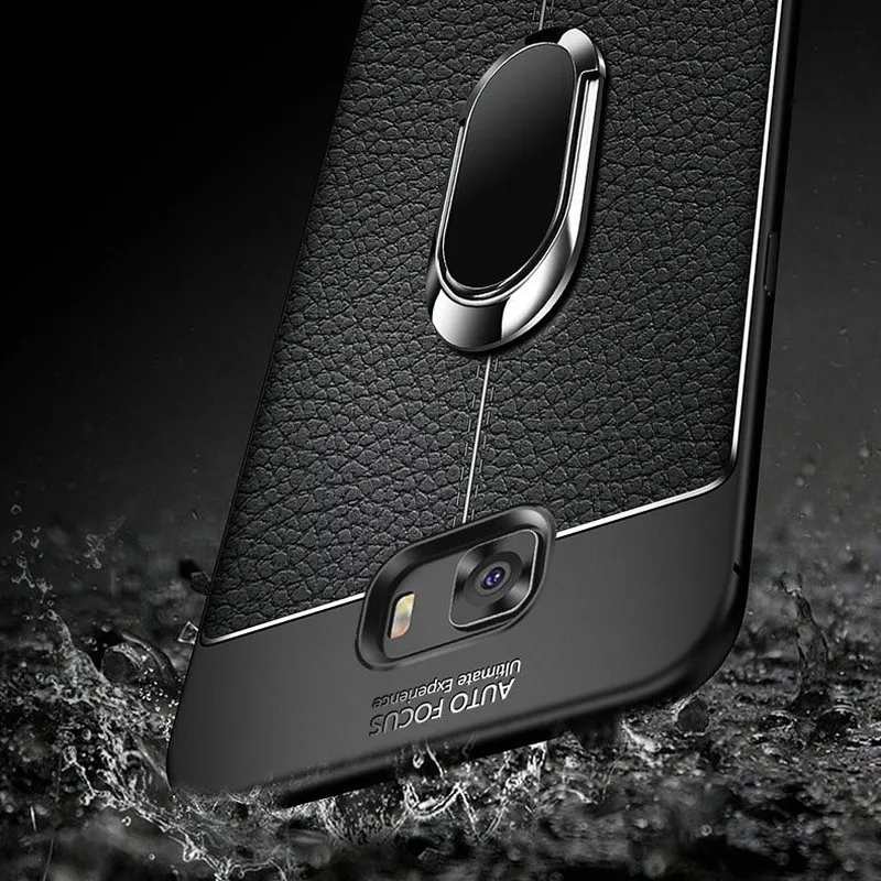 Чехол для телефона samsung Galaxy S8 S9 плюс S7 край магнитное кольцо мягкий силиконовый