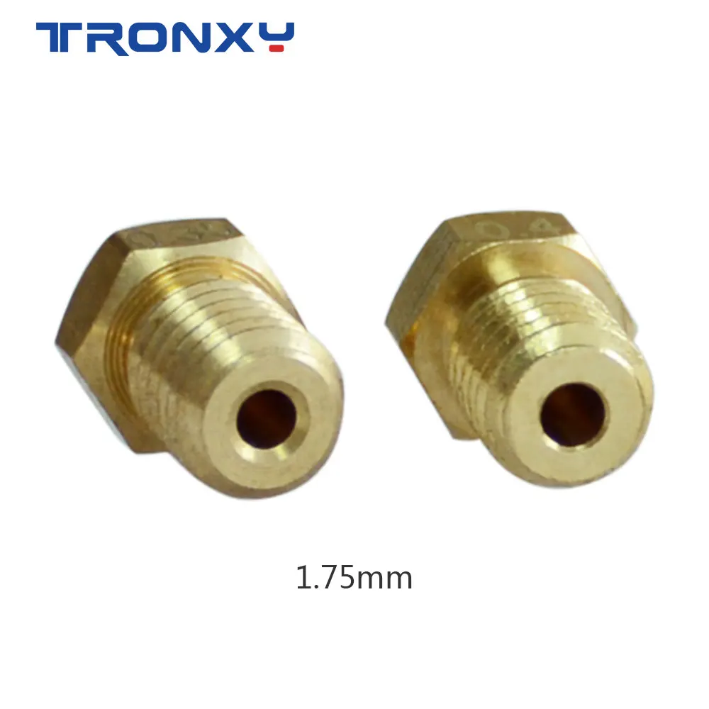 TRONXY Медь E3D V6 сопла 0,2 0,25 0,3 0,35 0,4 0,5 0,6 0,8 1,0 мм M6 экструдер с резьбой 1,75 мм нити латунь 3D принтеры Запчасти