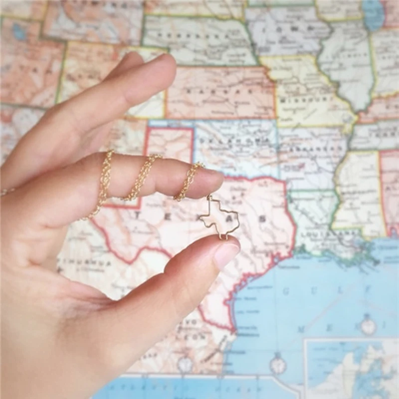 2015 модное Трендовое ожерелье с подвеской в виде карты США штата Техас абама