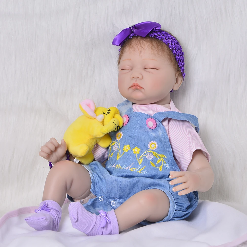 Поддельные Детские куклы reborn 22 дюймов 55 см мягкие силиконовые reborn baby doll Новорожденные девочки спящие Bebes reborn bonecas Детские Подарочные игрушки