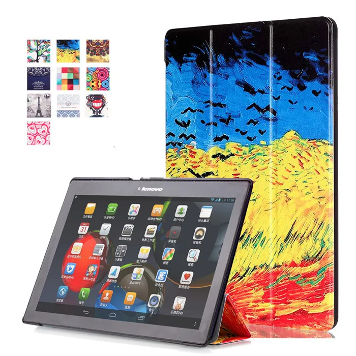 100 шт. искусственная кожа Стенд чехол для Lenovo TAB2 Tab 2 A10 70 A10-70 a10-70f a10-70lc 10.1