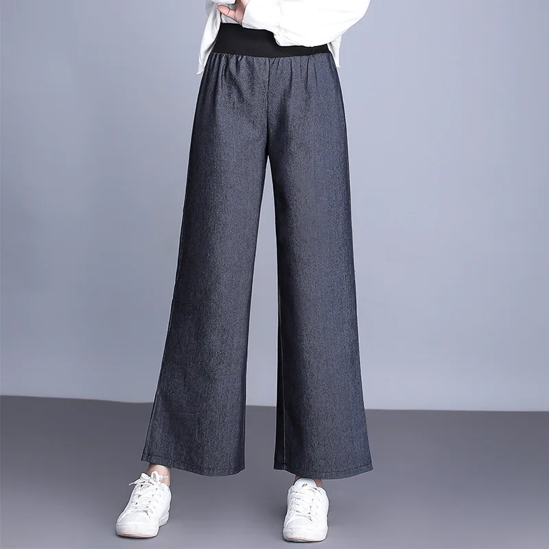 Women Plus Size S-4XL Long Denim Jeans Female Trousers Vintage Blue Solid Harem Wide Leg Pants High Waist Autumn Loose 2018 |