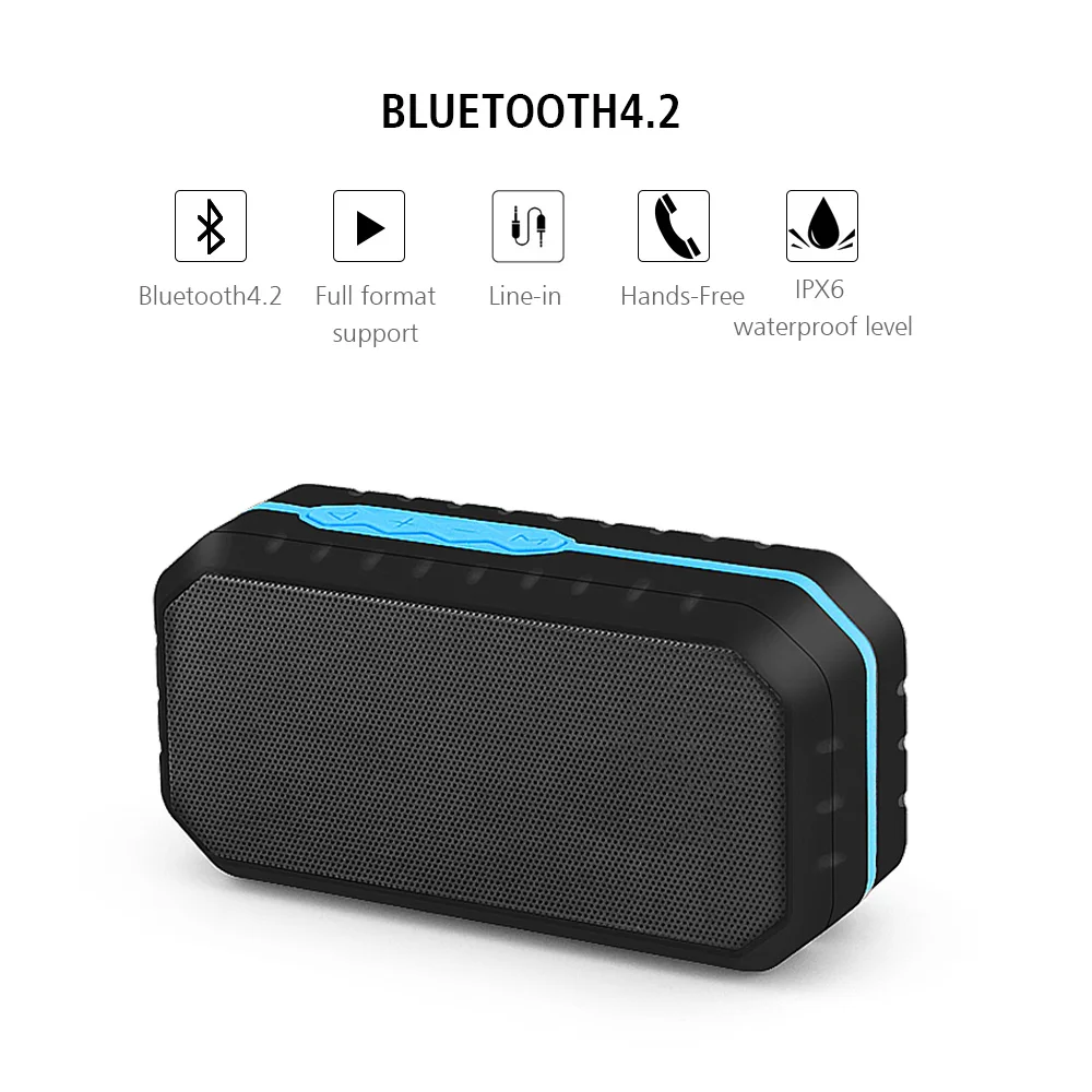 HENZIN портативный Bluetooth динамик Водонепроницаемый IPX6 мини 3D стерео беспроводной с