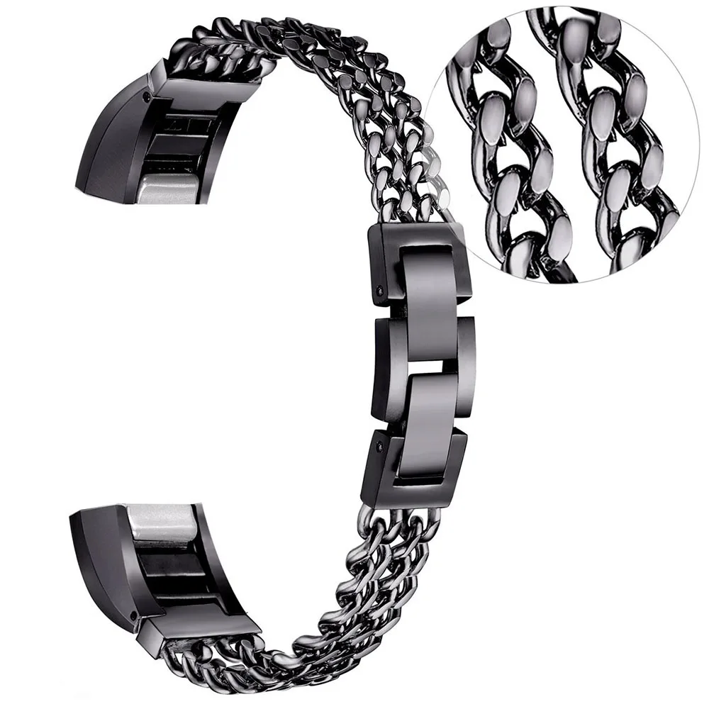 Ремешок для часов Fitbit alta браслет из нержавеющей стали с двойной цепочкой ремешок