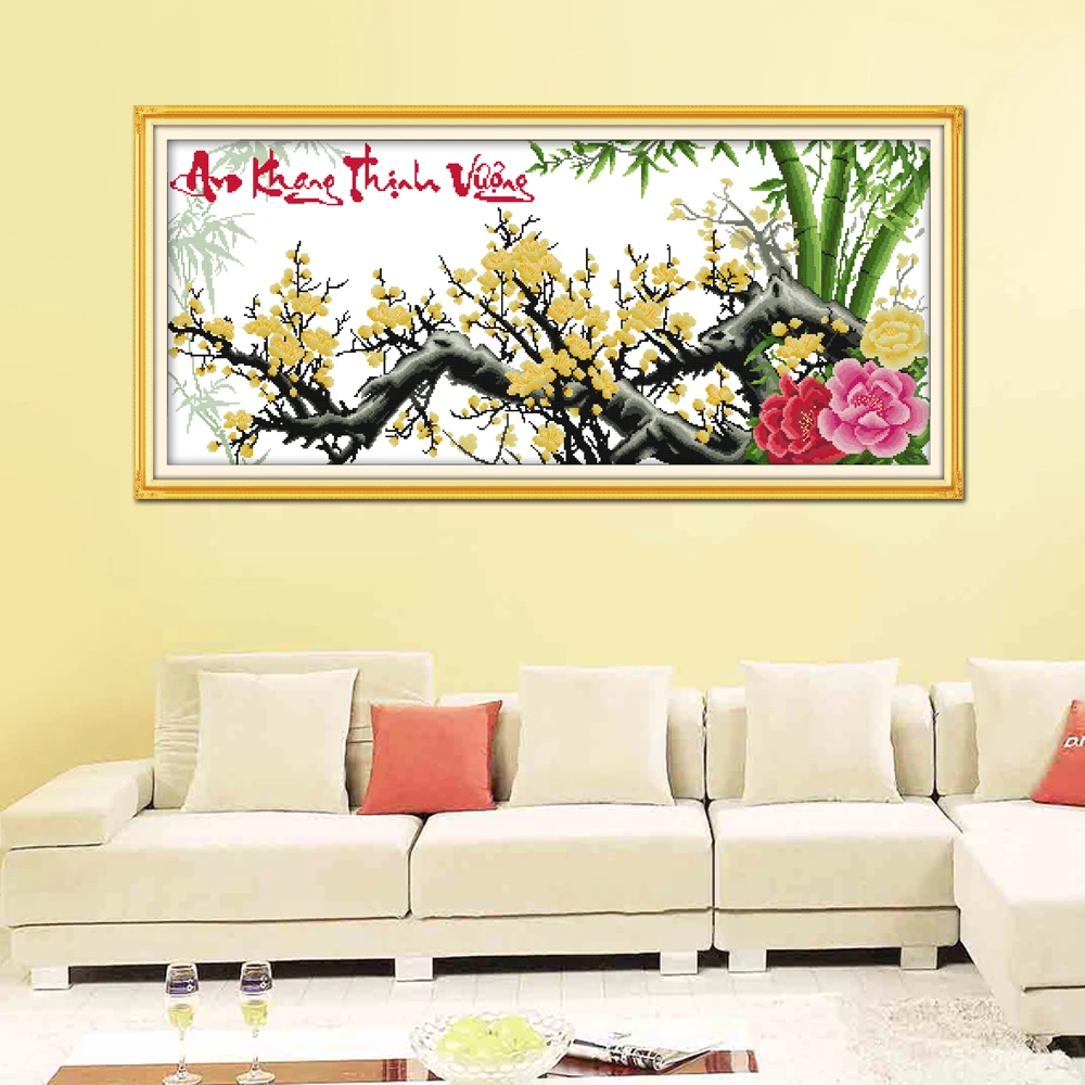 Joy Sunday Plum Five Bless Вьетнам домашний декор YN296(1) цветы рукоделие Вышивка Набор для