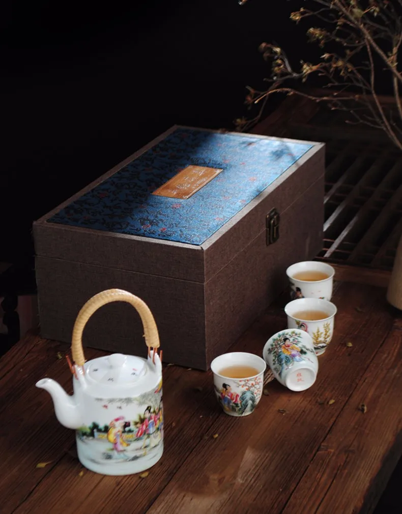 4 шт./лот, 60 мл, бутики, Jingdezhen famile, розовая фарфоровая чайная чашка, 4 Древние китайские красивые керамические чашки, чайный набор, чайная чаша