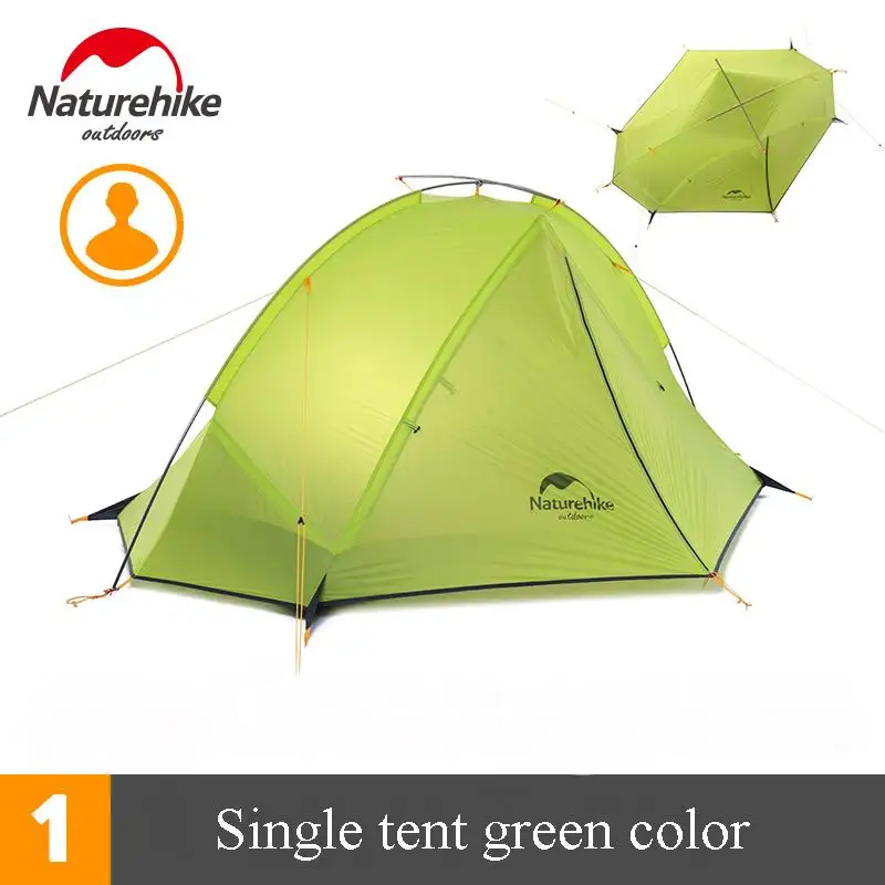 single green Narurehike Открытый Сверхлегкий Палатка силиконовое покрытие однослойный водонепроницаемый PU4000 альпинизмом палатки 1 2 человек Туризм темно - Цвет: single green