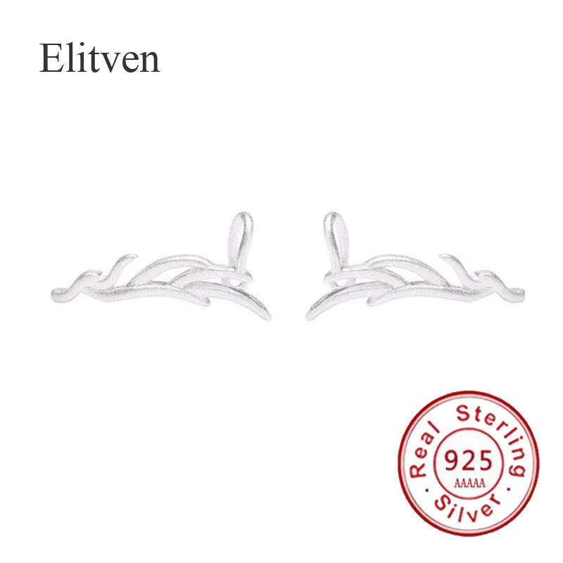 Женские серьги Elitven Antlers пусеты на клипсе из стерлингового серебра 925 пробы в