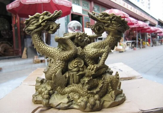 USPS в США S0157 Китайский Изысканный красный бронзовый медный фэншуй два дракона