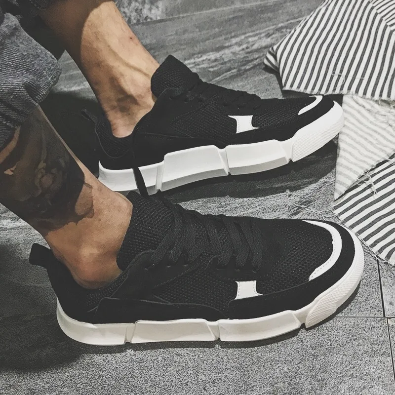 Fashion Men Casual Shoes for Summer Breathable Mesh Lace-up Sneakers Wear Resistant Anti-skid Platform Male Flat Tenis Footwear | Обувь