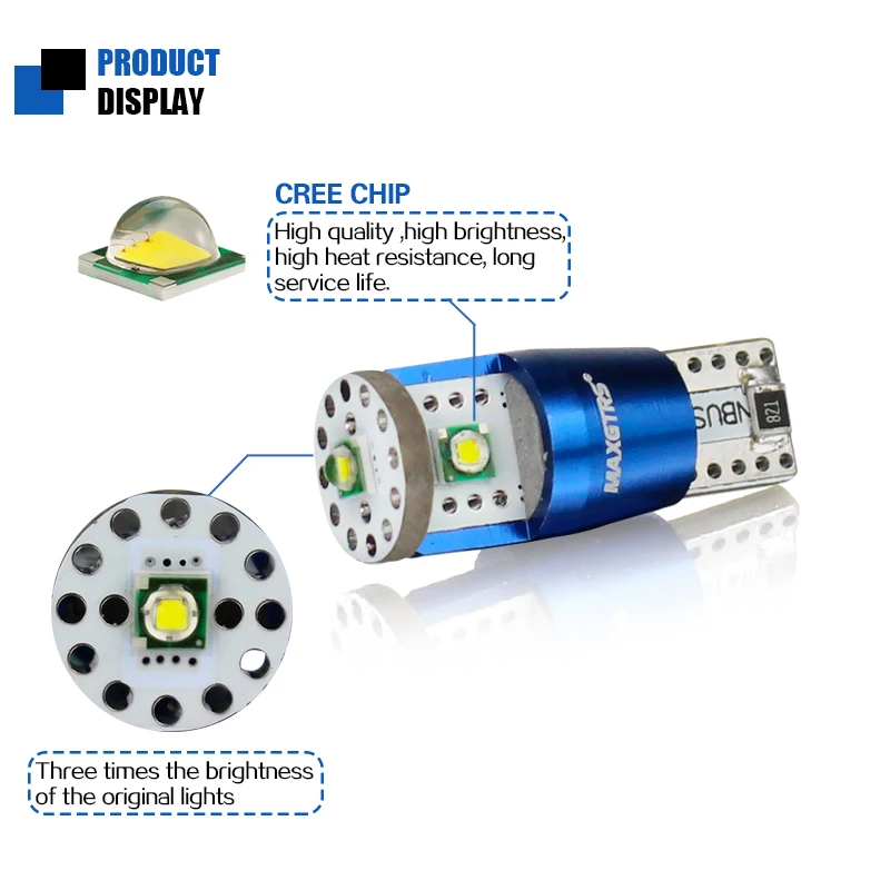 2x T10 194 W5W 15 Вт Высокая мощность Cree чип XP-E CANBUS без ошибок Белый светодиодный обновленный DRL резервная обратная карта купольные боковые индикаторы