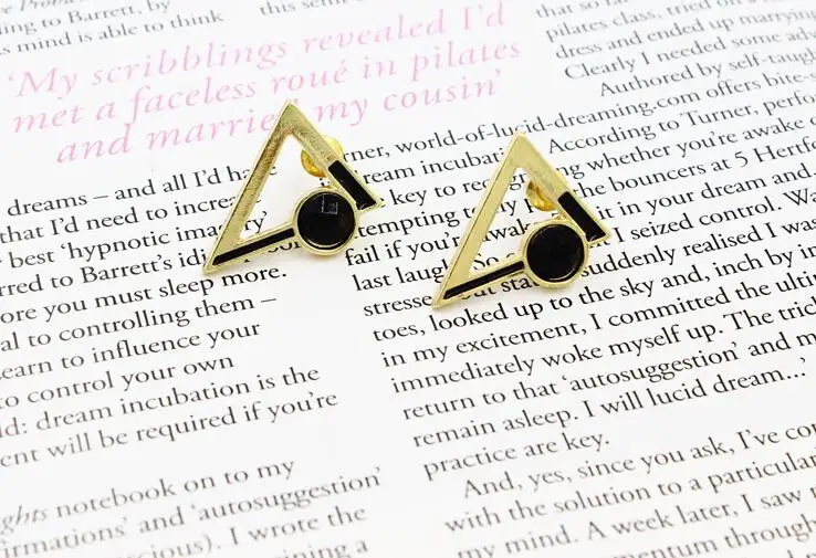 New 2015 1 Pair Fashion Women earrings Triangle gem oil Ear Stud | Украшения и аксессуары