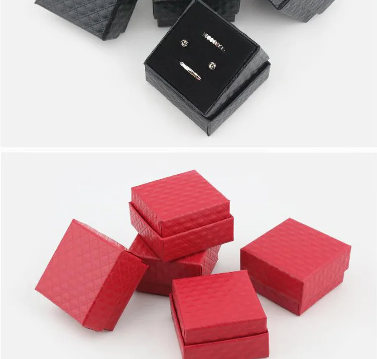 Square Jewelry Box Necklaces Earrings Bracelets Organizer Boxes Gift Packing Engagement Ring Display Black White Red Wholesale