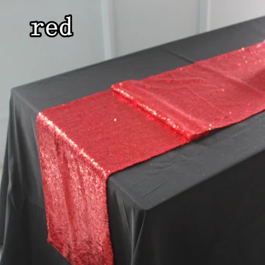 red Дорогой 1 шт. 30x275 см скатерти с пайетками бегун розовая Золотая, серебряная, блестящая Свадебная вечеринка украшение стола - Цвет: red