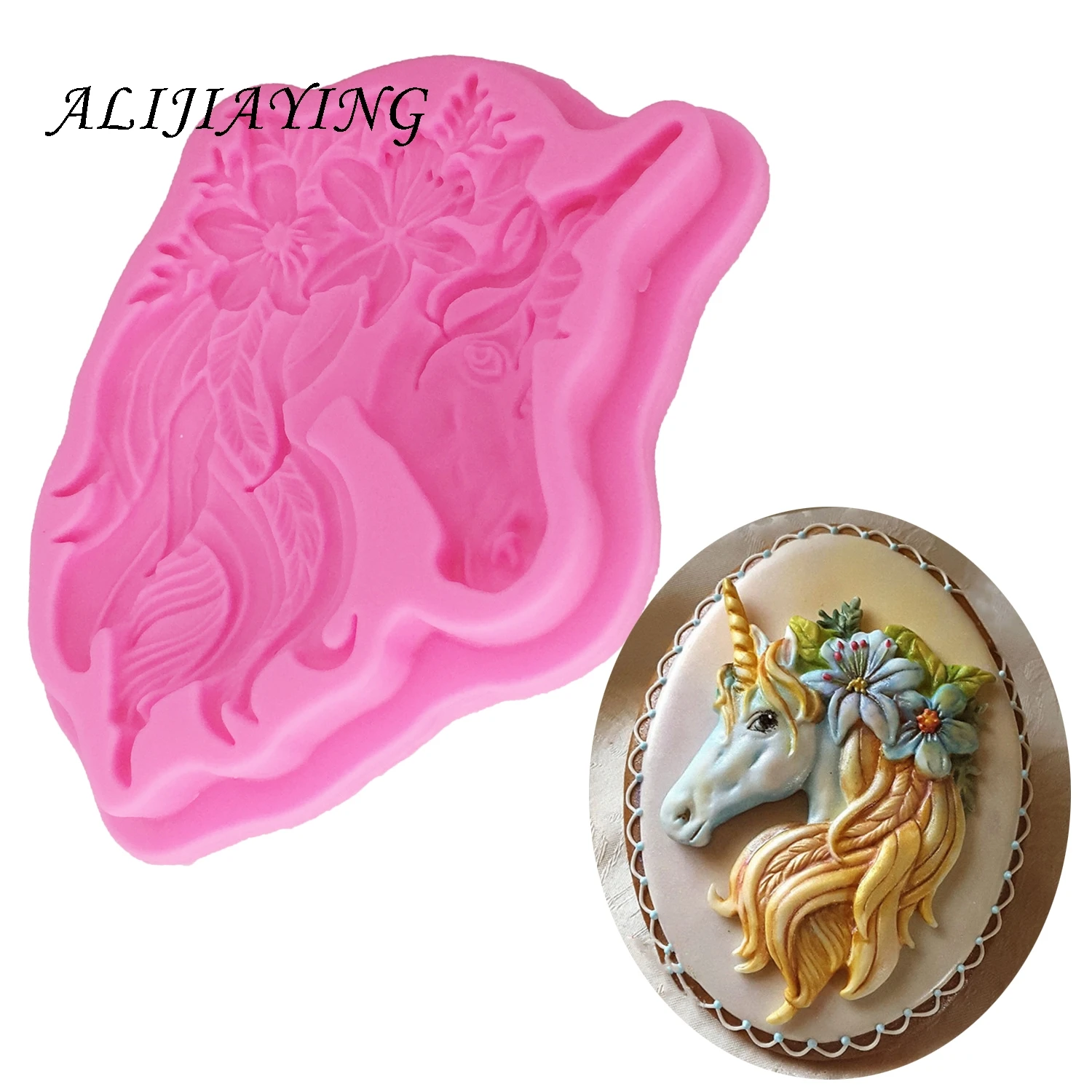 Sugarcraft Единорог силиконовая формочка в виде цветов помадка плесень украшения торта инструменты Сейф-смола глина шоколадная мастика плесень T1326