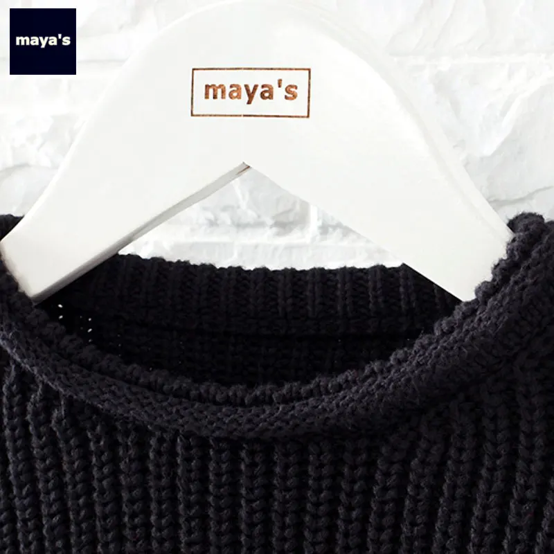 Mayas/модные черные вязаные зимние свитера для мальчиков хлопковые мягкие