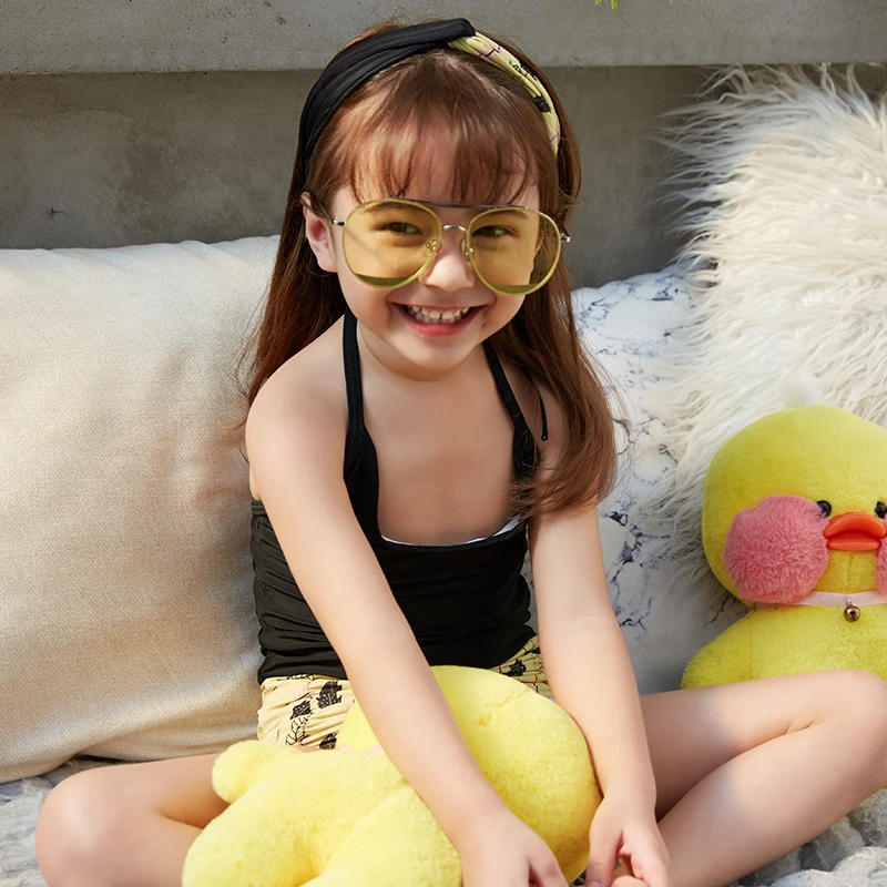 Новинка 2019 купальник для маленьких девочек детский бикини однотонный из двух