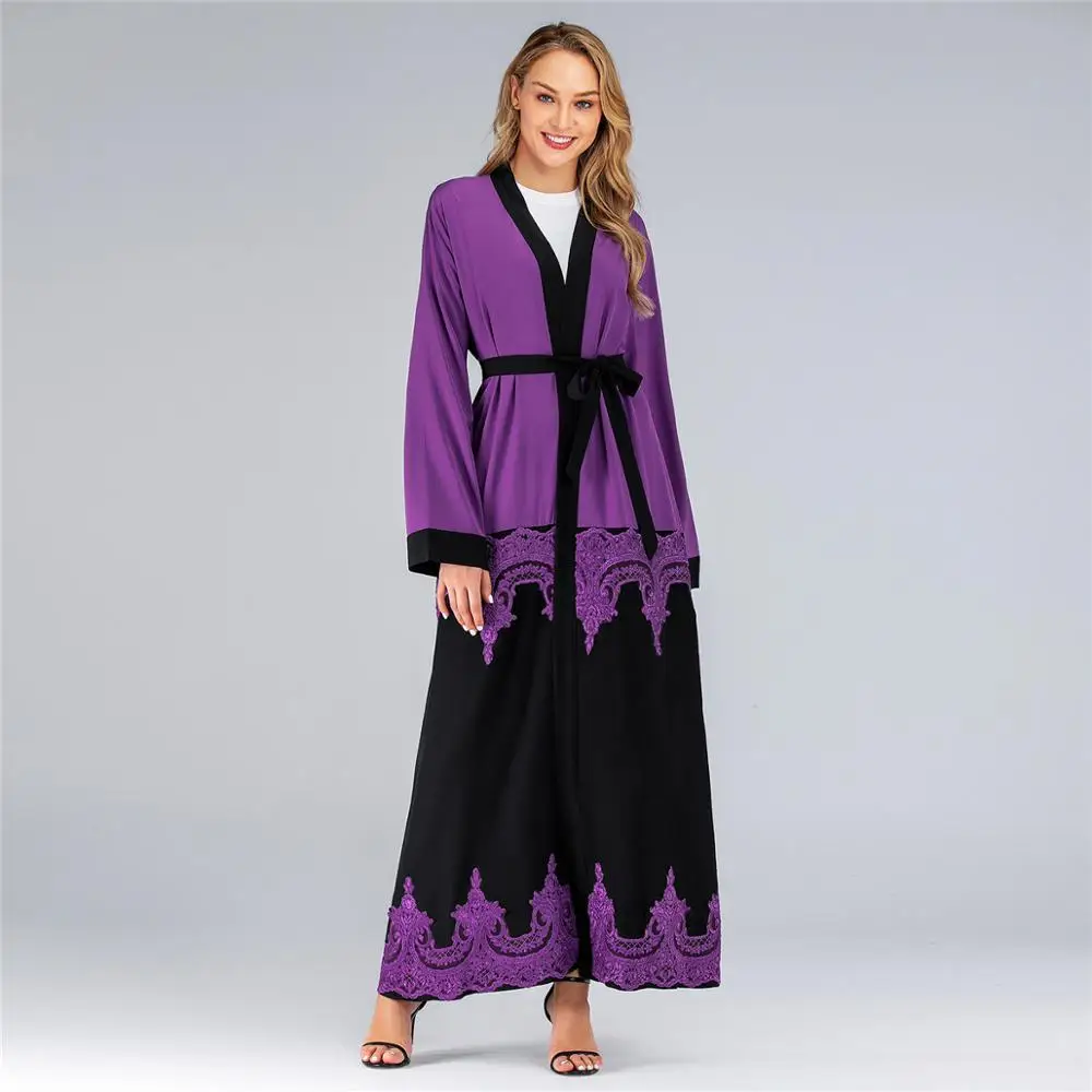 Open Abaya Moroccan Kimono Dubai Turkey Turkish Bangladesh Islamic Clothing Lace Kaftan Arabic Cardigan Muslim Robe 2019 | Тематическая