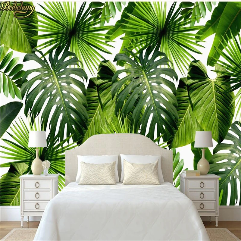 beibehang Custom Wallpaper Large Mural Modern Simple Fresh Rainforest Plant Basho Leaf Pastoral Background Wall | Обустройство дома