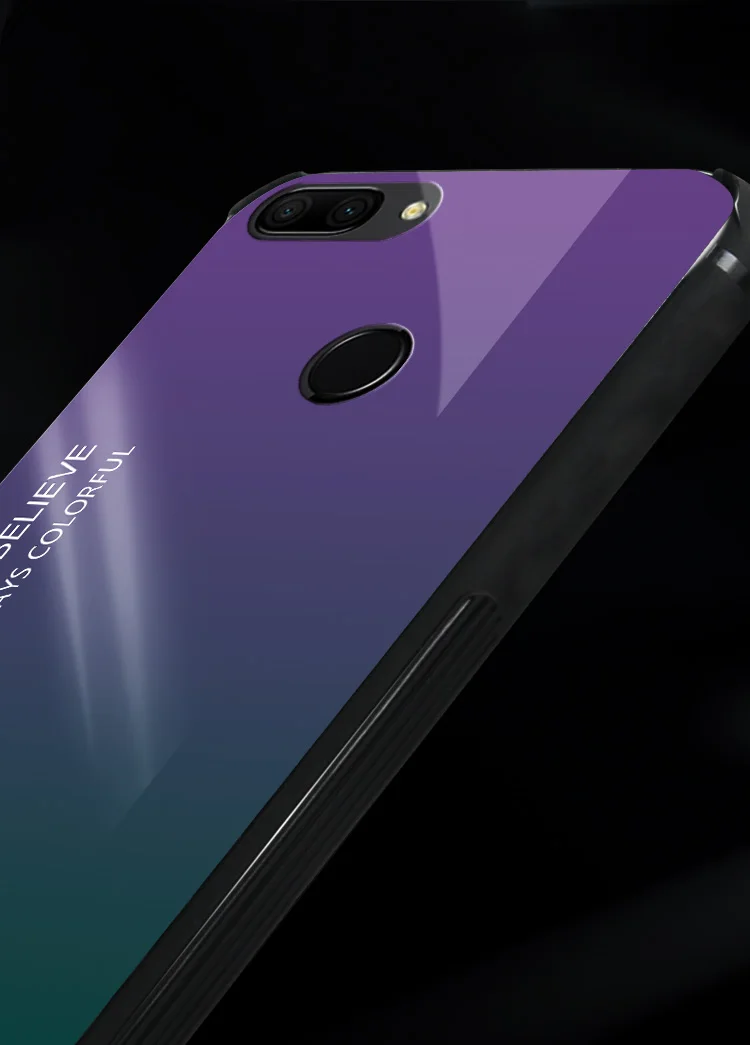 For Huawei Honor 10/Honor10 Lite/Honor 9 Lite Case Gradient Color Tempered Glass Silicone Soft Frame Shockproof Phone Cover |