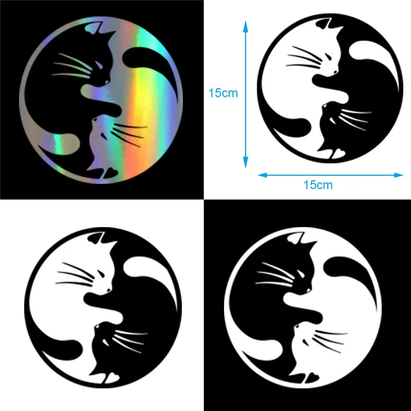 Yang Ying Cats Fashion Cartoon Car Sticker Window Decoration Personality Vinyl Decals Body Wall Stickers Styling 15*15CM | Автомобили и