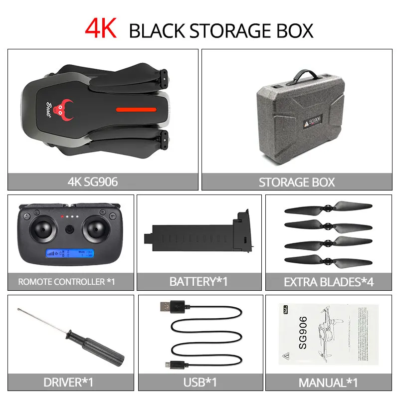 4k Black Storage Box Бесщеточный 4K Дрон с 5G wifi FPV HD камерой 25 минут полёт gps Дрон камера RC Квадрокоптер Вертолет VS SG906 F11 E520S S167 - Цвет: 4k Black Storage Box