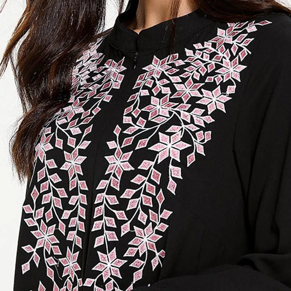Мусульманское платье Abaya мусульманское одежда для женщин полиэстер с вышивкой