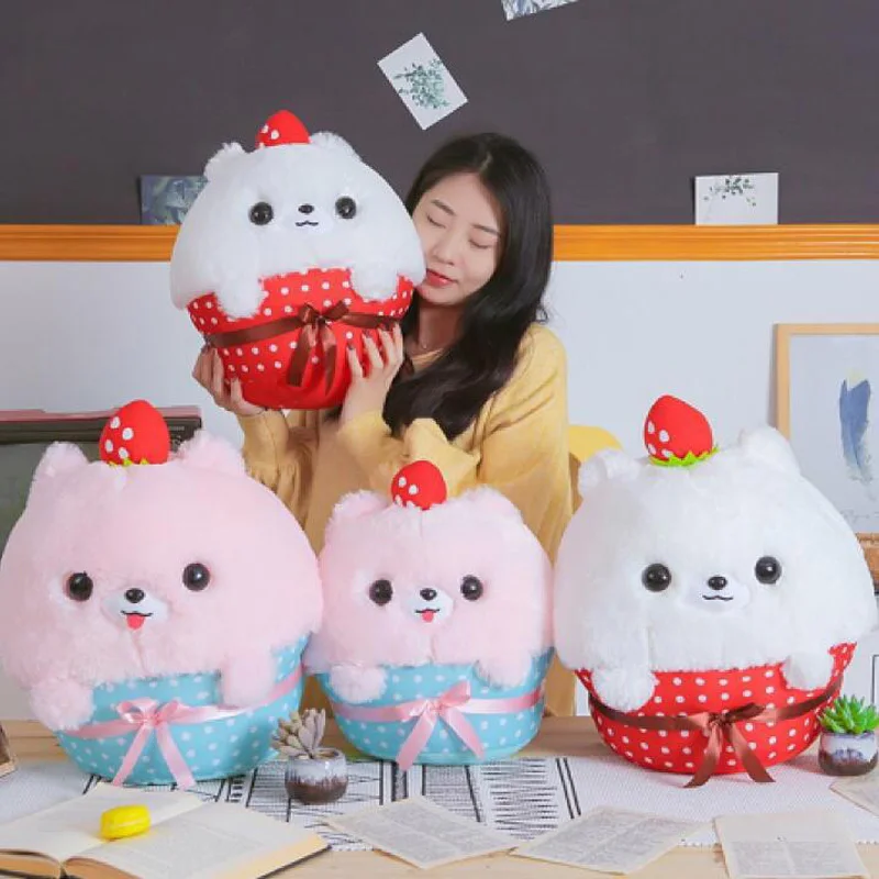 Креативная мультяшная кукла розового кекса Померанская собака плюшевая игрушка