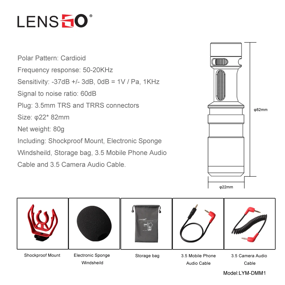 

Lensgo Camera Smartphone Computer Universal Video Microphone,Windproof Noise Reduction with Shockproof Mount,Sponge Windsheild