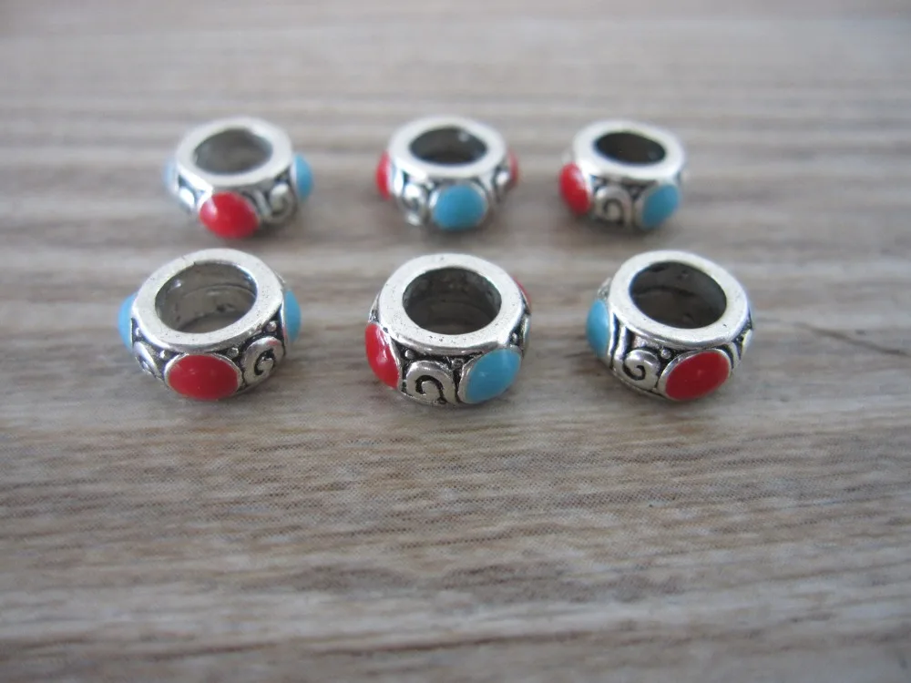 10 шт./лот тибетские бирюзовые и красные дреды болячки для волос 5 мм