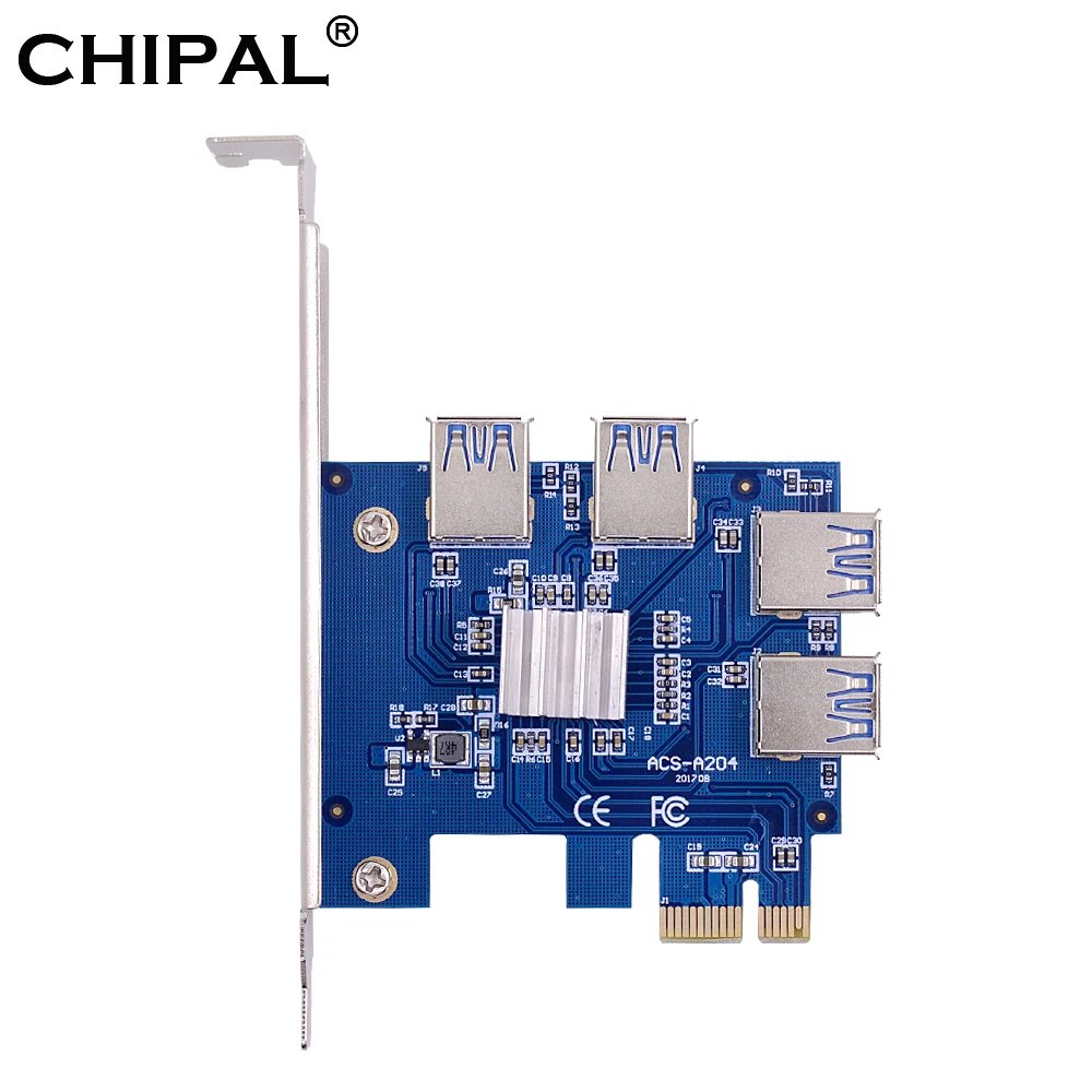 CHIPAL новая PCI E Riser карта 1X до 4 USB 3 0 Расширение PCIe порт мультипликатор для