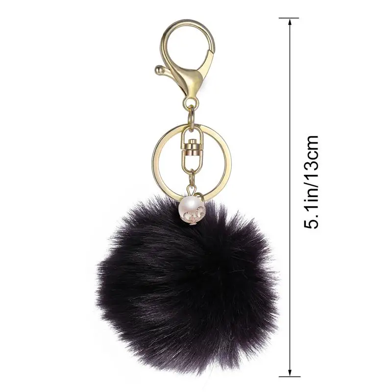Твердые Цвет повязка для волос с пушистыми помпонами помпон брелок ключей брелки