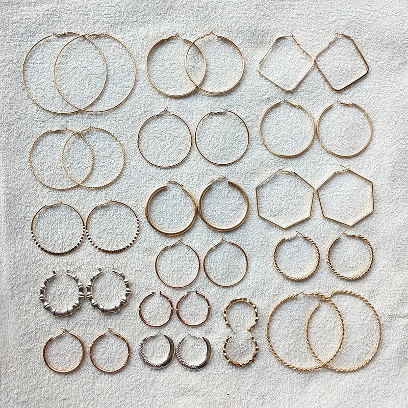 Большие серьги кольца для женщин новые модные большие гладкие круглые