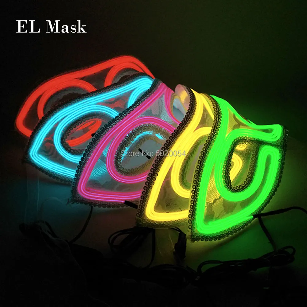 

GZYUCHAO EL Wedding Party Rave Mask Women Masqurade EL Mask Mask Gift For Female Adult Decorative